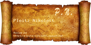 Pleitz Nikolett névjegykártya